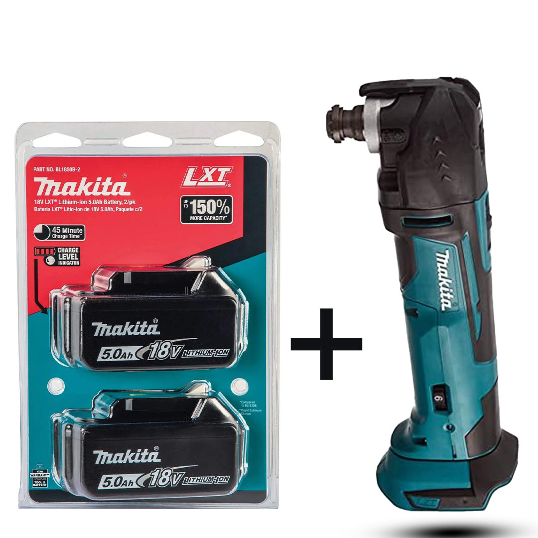 Makita 18V Multi-Tool Kit (DTM51Z, Blue) with 2x 5.0Ah Lithium-Ion Batteries